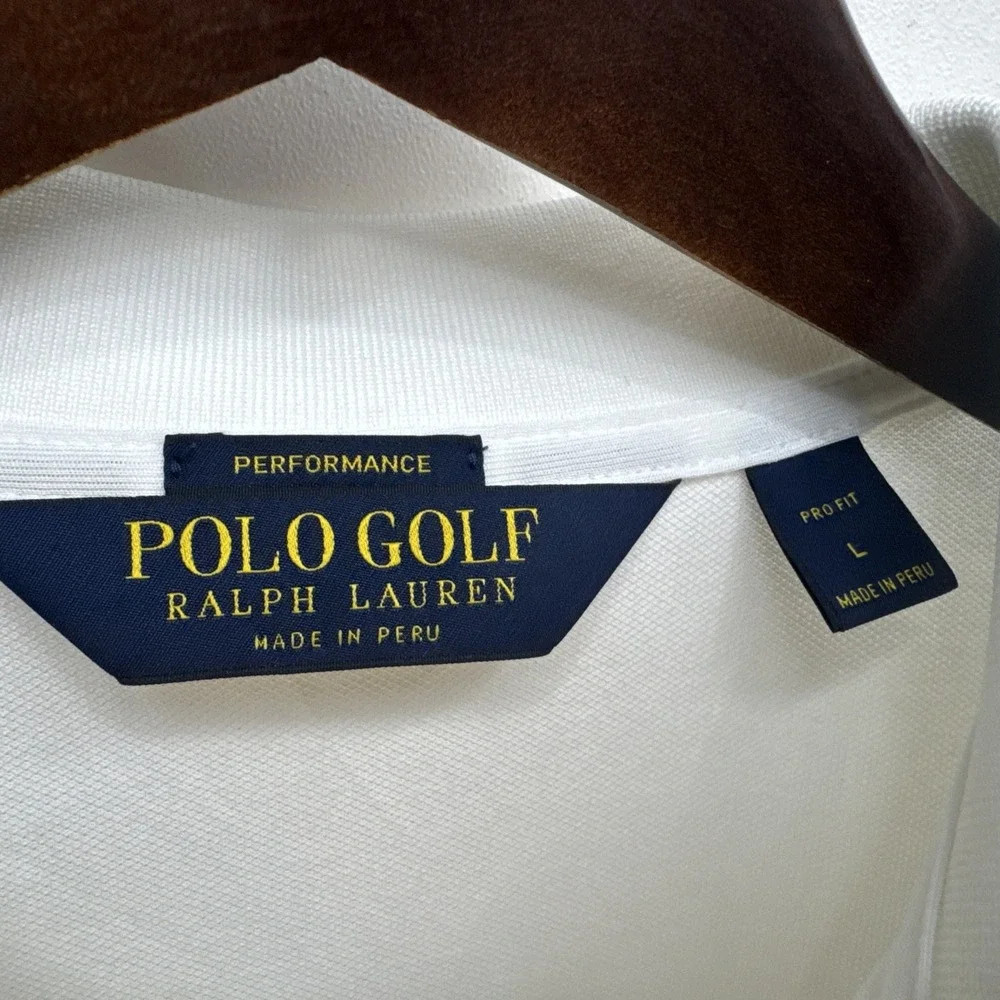 Polo Golf Ralph Lauren Performance collared white shirt made in Peru SZ Large